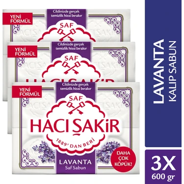 Hacı Şakir Doğal Lavanta Kokulu Kalıp Sabun 3'lü Paket 600 gr Zengin Köpüklü Saf