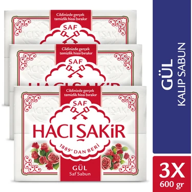 Hacı Şakir Gül Saf Kalıp Sabun 4x150 gr x 3