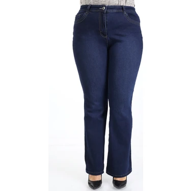 E Collection Ispanyol Paça Likralı Büyük Beden Jeans