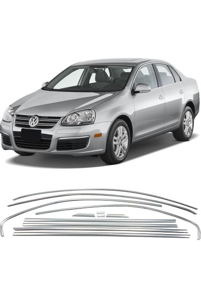 Araba Alışveriş Volkswagen Aksesuar Jetta 2006-11 Sportif Metal Krom Cam Çıta Seti