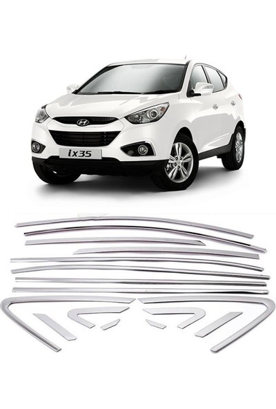 Araba Alışveriş Hyundai Aksesuar IX35 Sportif Tam Tur Metal Krom Cam Çıta Seti