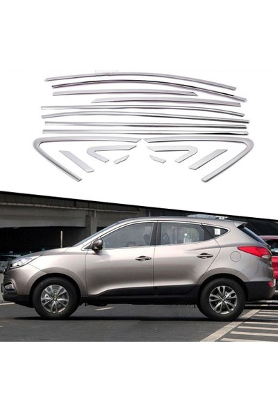 Araba Alışveriş Hyundai Aksesuar IX35 Sportif Tam Tur Metal Krom Cam Çıta Seti