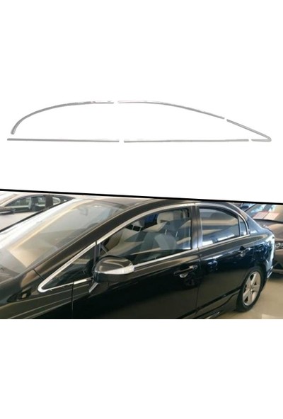 Araba Alışveriş Honda Aksesuar Civic 2006 Sportif Tam Tur Metal Krom Cam Çıta Seti