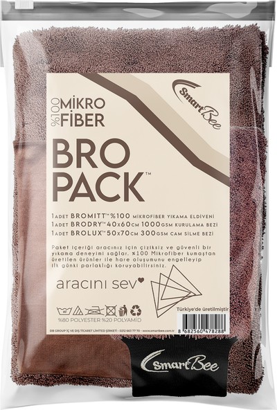 Smartbee Bropack Edgeless Mikrofiber Oto Yıkama Paketi – Kahverengi