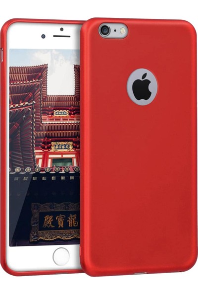 Hesaplı Dünya iPhone 6 Plus Kılıf Mat Renkli Esnek Silikon Kırmızı Renk Prm