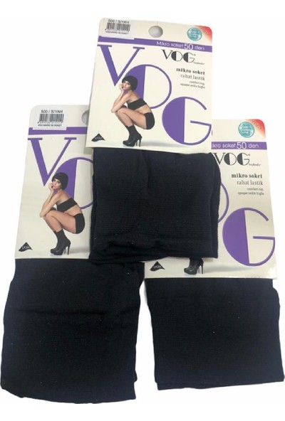 Vog 3'lü Orta Kalın Micro Fiber Siyah Soket Çorap