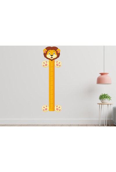 And Sticker Sevimli Aslan Boy Ölçer Cetvel 150 cm Çocuk Odası Duvar Sticker