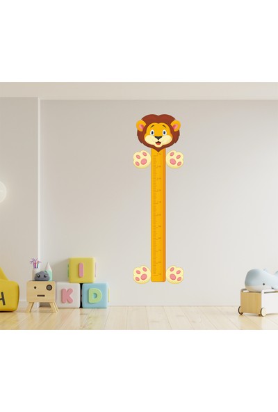 And Sticker Sevimli Aslan Boy Ölçer Cetvel 150 cm Çocuk Odası Duvar Sticker
