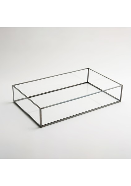 Nişan Tepsisi Damat Kahvesi Sunum Tepsisi Dekoratif Tepsi Siyah Antrasit 25X15X6CM