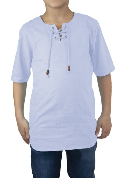 Kısa Kol Şile Bezi Zımbalı Erkek Çocuk T-Shirt Buz Mavi modelleri