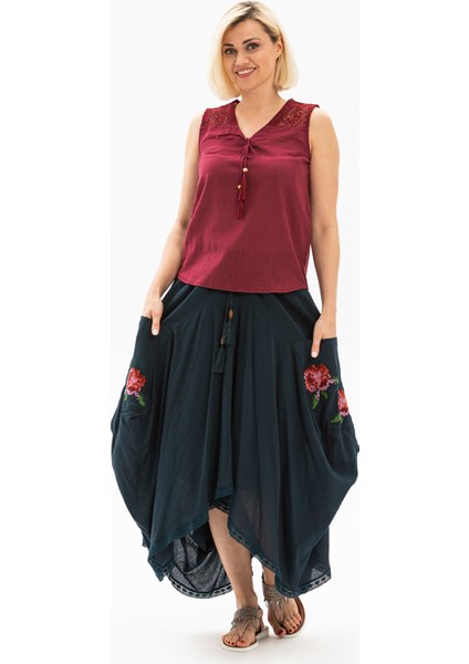 Rumeli Şile Bezi Yazlık Otantik Etek Petrol Ptrl