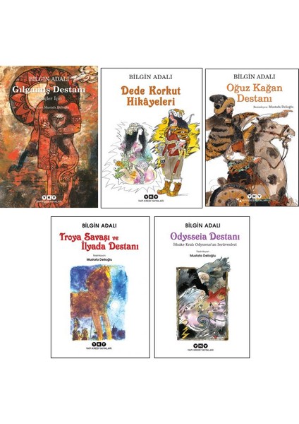 Bilgin Adalı 5 Kitap Destan Seti - Gılgamış Destanı - Dede Korkut Hikayeleri - Oğuz Kağan Destanı - Troya Savaşı ve Ilyada Destanı - Odysseia Destanı
