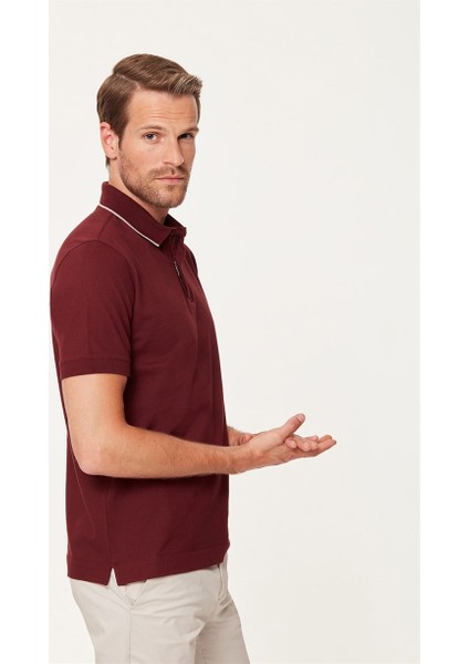Bordo Fermuarlı Erkek Polo T-Shirt fiyatları