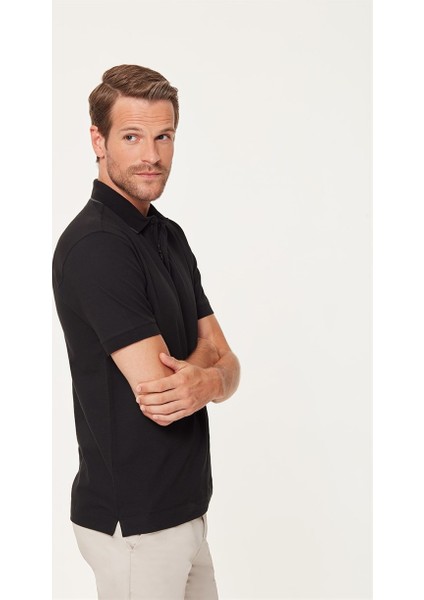 Siyah Fermuarlı Erkek Polo T-Shirt fiyatları