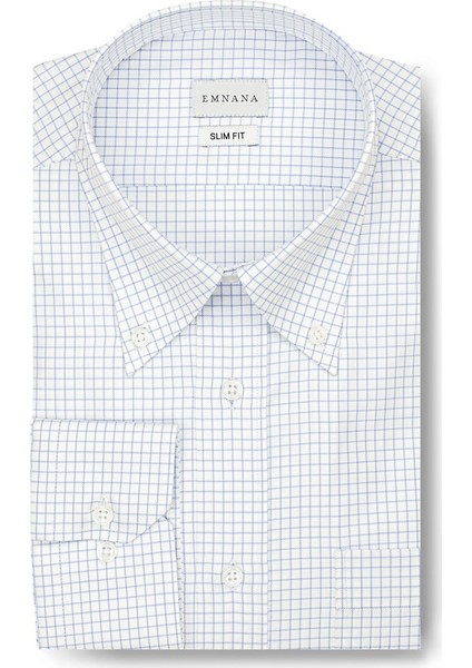 Mavi Kareli Slim Fit Gömlek