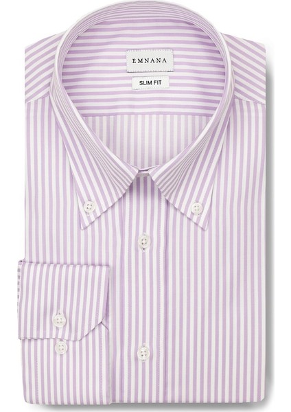 Pembe Çizgili Slim Fit Gömlek
