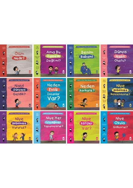 Yaman ve Onun Bitmek Bilmeyen Soruları Çocuklar Için Felsefe 12 Kitap Set - Ölüm Nedir - Benim Babam - Nasıl Dünyaya Geldik - Niye Kötüler Var - Niye Birbirimize Benzemiyoruz