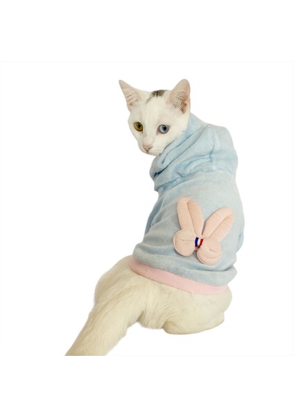 Blue Pink Bunny Sweatshirt Kedi Süeteri Kedi Kıyafeti