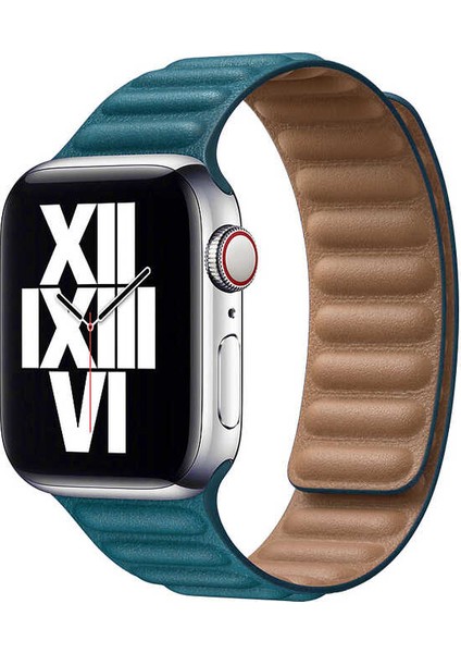 - Apple Watch 40mm - Kordon Deri Kordon KRD-34 - Petrol Mavi