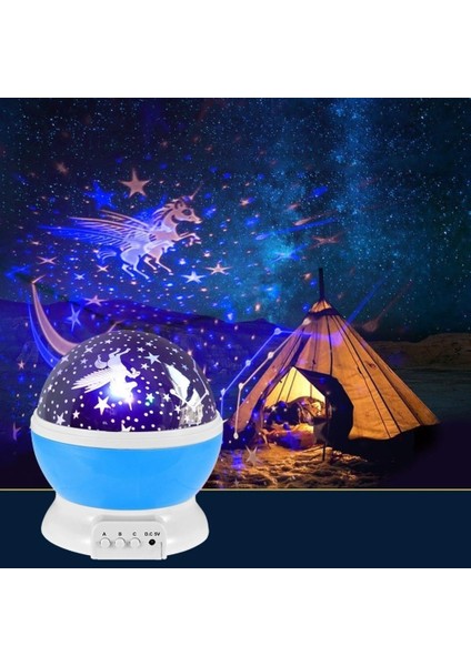 Star Master Dönen Yıldızlı Gökyüzü Projeksiyon Gece Lambası Mavi