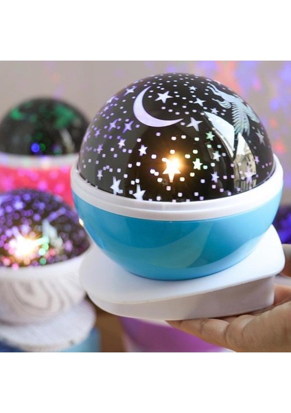 Star Master Dönen Yıldızlı Gökyüzü Projeksiyon Gece Lambası Mavi modelleri