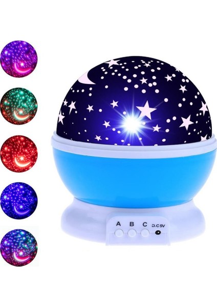 Star Master Dönen Yıldızlı Gökyüzü Projeksiyon Gece Lambası Mavi indirimleri