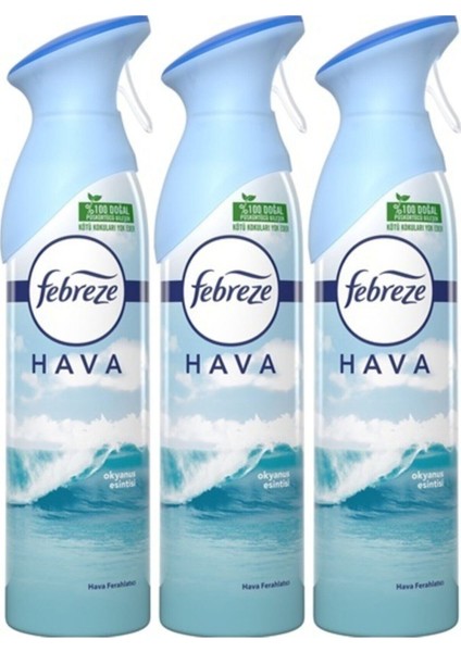 Hava Ferahlatıcı Sprey Oda Kokusu Okyanus Esintisi 3'lü Paket x 300 ml