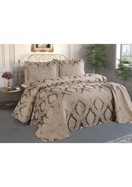 Şulem Jakarlı Şönil Yatak Örtüsü Cappucino