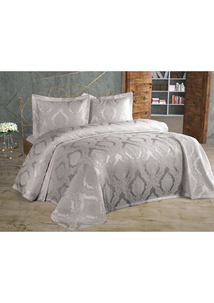 Şulem Jakarlı Şönil Yatak Örtüsü Gri