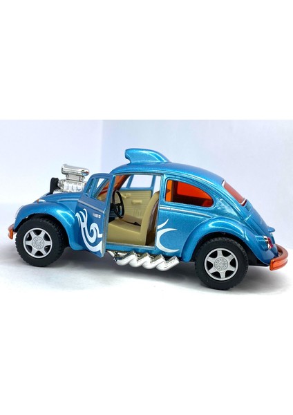 Volkswagen Beetle Custom Dragracer Hareketli Motor Çekbırak 5inch. Lisanslı Model Araba Oyuncak Araba