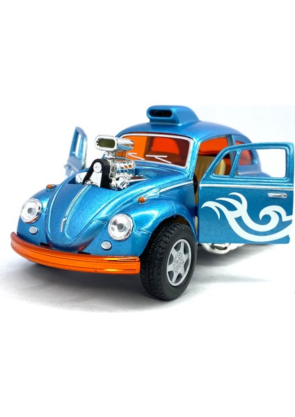 Volkswagen Beetle Custom Dragracer Hareketli Motor Çekbırak 5inch. Lisanslı Model Araba Oyuncak Araba