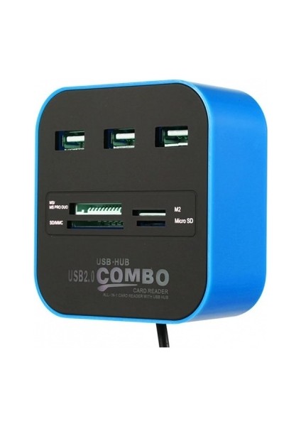 3 Port 2.0 USB Çoklayıcı ve Kart Okuyucu Concord C-847