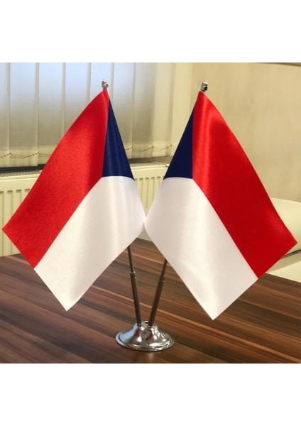 Krom Direkli Çek Cumhuriyeti Masa Bayrağı 2'li