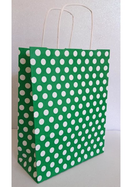 Kraft Kağıt Çanta Yeşil Puanlı 25CM x 30CM - 1 Adet