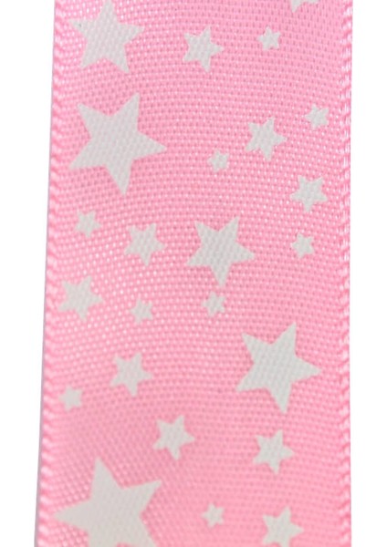 Saten Kurdele, Yıldız Baskılı, 2,50 cm x 23 mt - PEMBE fırsatları