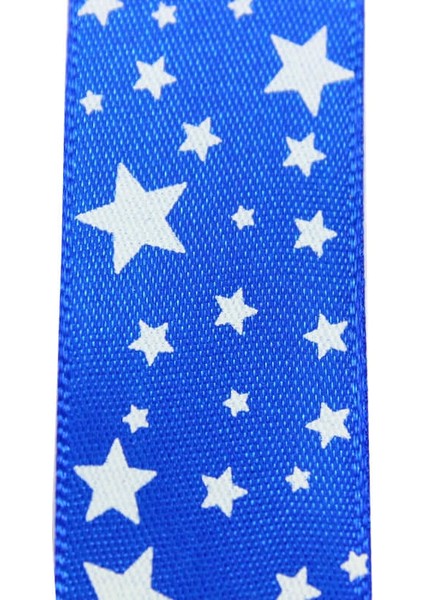 Saten Kurdele, Yıldız Baskılı, 2,50 cm x 23 mt - KOYU MAVİ fırsatları