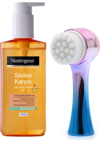 Ocean Mavi Cilt Temizleme Fırçası ve Neutrogena Yüz Temizleme Jeli 200 ml