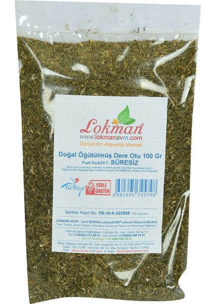 Doğal Öğütülmüş Dere Otu 100 gr Paket
