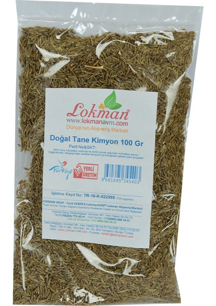 Doğal Tane Kimyon 100 gr Paket
