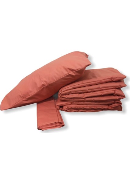 %100 Pamuk Bebek/çocuk Yastık Çarşaf Yorgan Seti Pembemsi Turuncu 70 x 110 cm