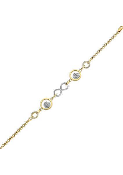 14 Ayar 5,15 gr Taşlı Sonsuzluk Figürlü Şarnel Altın Bileklik