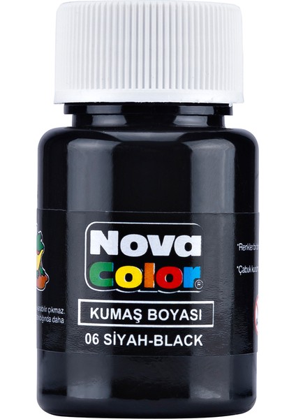 Nova Color 30 ml Tek Renk Şişe Kumaş Boyası Siyah (NC-164)