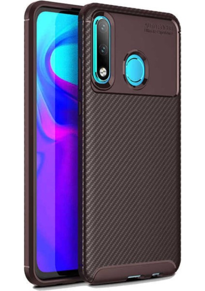 Huawei P30 Lite Karbon Tasarımlı Kapak - Kahverengi
