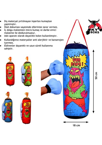 Çocuk Boks Torbası Seti Eldivenli Hediyeli Kum Torbası indirimleri