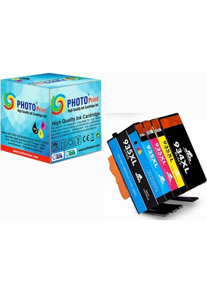 ® Officejet 6235 934XL/935XL 4 Renk Muadil Kartuş Seti