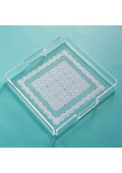 Dantel Desenli Pleksi Tepsi 33CM x 33CM