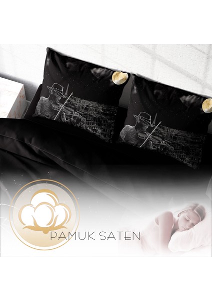 City 3D Pamuk Saten Çift Kişilik Nevresim Takımı