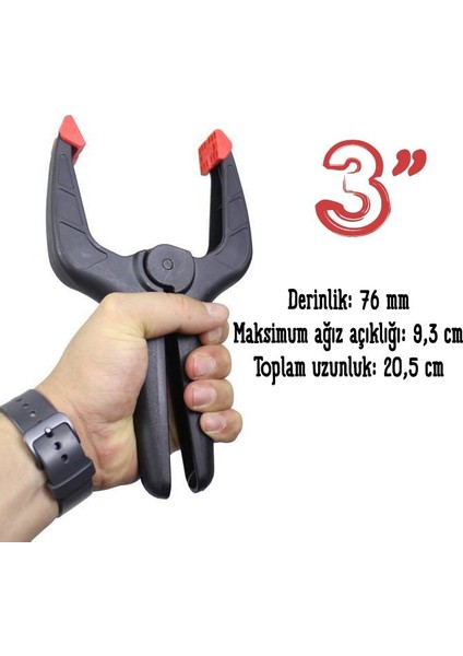 4 Adet Yaylı Kıskaç Klips Mandal Hobi Mini El Tip İşkence Aleti Seti 76 Mm (3" İnç)