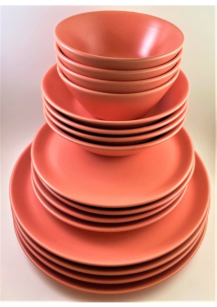 4 Kişilik 16 Parça Mat Pembe Hitit Yemek Takımı