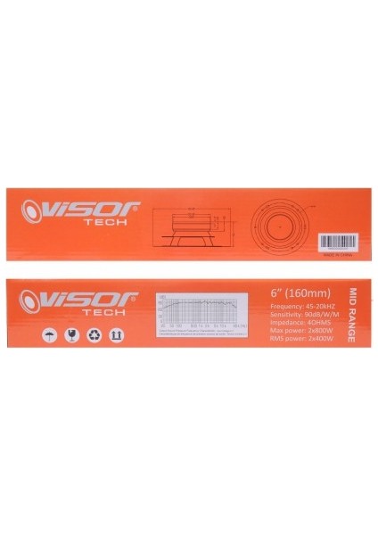 Vısor Oto Hoparlör 16 CM Midrange 6 Inch 2X800W 2X400 Rms Amfi Uyumlu 2 Adet 16Cm Araba Hoparlörü